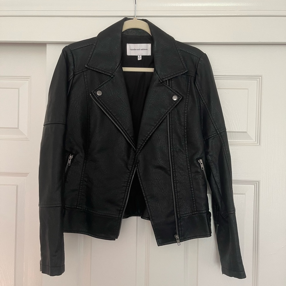 cupcakes & cashmere Black Faux Leather Jacket